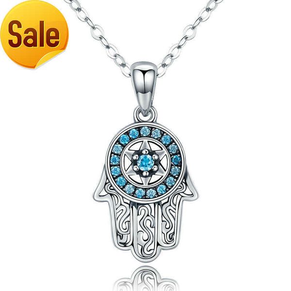 GN02 véritable 925 en argent Sterling Boho Fatima garde main pendentif colliers femmes bijoux turcs