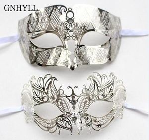 Gnhyll Metal Filigrana Rhinestone Veneciano Mascarada Pareja Máscara Par Bola Evento Fiesta de bodas Máscara Lote bbylOQ bdesports