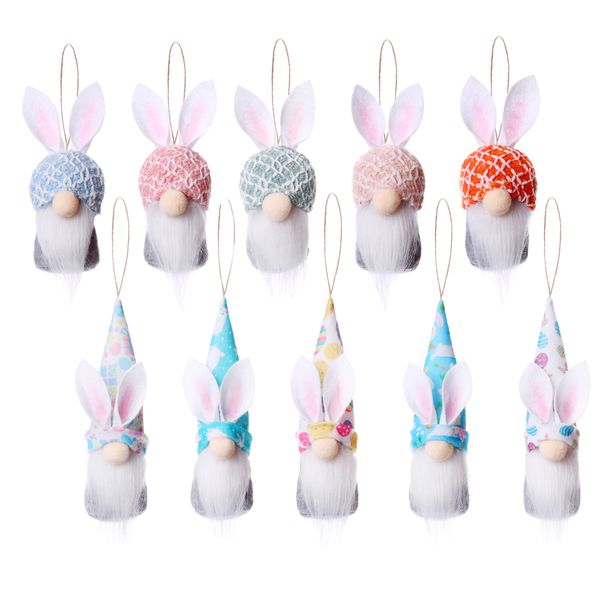 Gnomes Ornements de Pâques 2024, Ornements de Gnome de Lapin de Pâques colorés pour Pâques 12 pièces, Gnomes de Pâques faits à la Main en Peluche Plaid Gnome de Printemps de Pâques