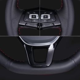 Gnupme Diy en cuir artificiel en cuir artificiel noir Couverture de volant pour Toyota Land Cruiser Prado 2010-2014 Tundra Tacoma 4Runner