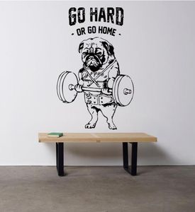Allez dur ou allez à la maison autocollant de gymnase de sport d'entraînement mural français chien crossfit fitness club club art a743 2103087501627