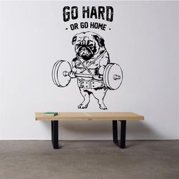 Go Hard Or Go Home-pegatina de vinilo para gimnasio, Mural de entrenamiento deportivo, perro francés, Crossfit, Fitness, Club, calcomanía artística A743 210308241e