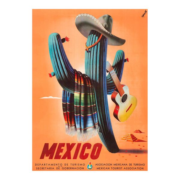 Póster de viaje Vintage Go Mexico, pintura para decoración del hogar, Material de papel fotográfico enmarcado o sin marco