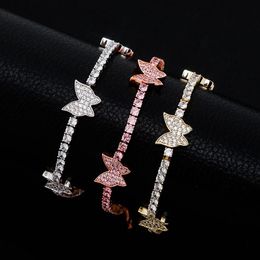 Go Party vente Hot Pink Petit papillon Pendentif cheville Bracelet pied chaîne diamant cheville Bracelet pour les femmes