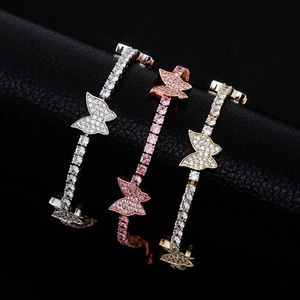 Go Party – Bracelet de cheville avec petit pendentif papillon rose, chaîne de pied en diamant, pour femmes, 261b