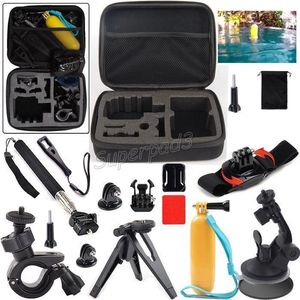 13 in 1 kit Outdoor Sports Action Camera Monopods Reizen Gezin met M Size Carry Case voor Go Pro Accessoires