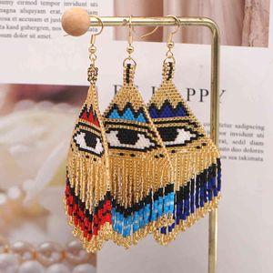 GO2BOHO Evil Eye Boucle d'oreille Eye Women 2021 Tassel Bijoux Mode Perle à la main Bijoux tissés Dangle Miyuki Grand Boucles d'oreilles Cadeau