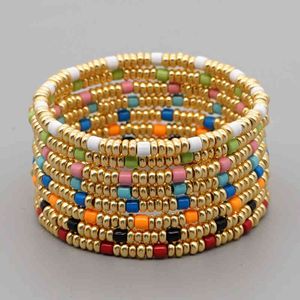 Go2boho couleur or Bracelet perlé pour femmes bijoux Boho Bracelets mode élastique Pulsera Mujer Moda émail perles bijoux