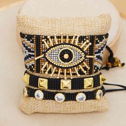 Go2boho – Bracelets turcs mauvais œil MIYUKI pour femmes, bijoux d'hiver, perles de verre, brassard fait à la main, 2021
