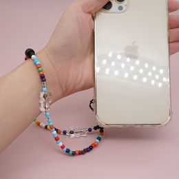 Go2boho blanc transparent ours de téléphone chaîne de téléphone mignon bijoux CN 6 / o Perles colorées chaîne de téléphone pour femmes