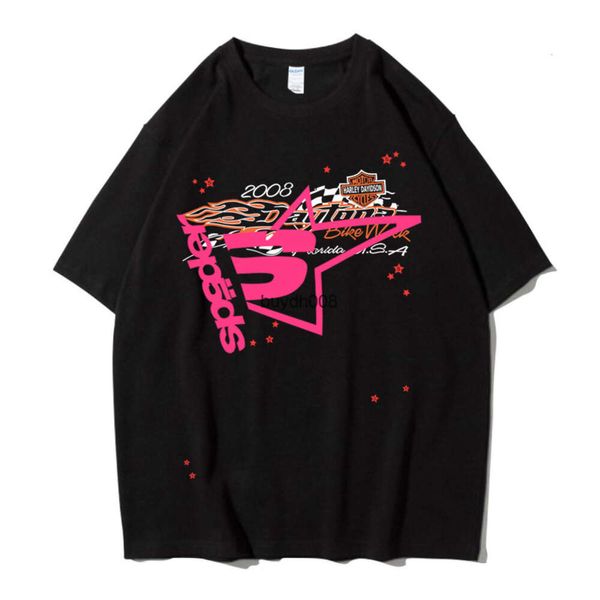 Go4b T-shirts pour hommes 2023ss Star Sp5der 555555 T-shirt rose Hip Hop Eagle imprimé T-shirt à manches courtes pour hommes