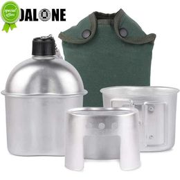 GoalOne 1L Militaire kantine kit draagbare aluminium kantine cup houten kachel set met nylon covertas voor camping wandelen backpacking