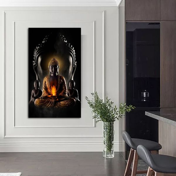 Pintura en lienzo de Dios Buda, pinturas artísticas en lienzo de Buda moderno, cuadros de pared, póster budista, decoración de pared, decoración para sala de estar, sin marco