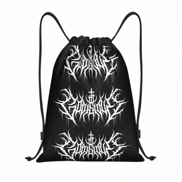 God Is Love Death Metal Print Drawtring Backpack Sports Gym Gym Bolse para hombres Mujeres Sacardio de regalos de roca pesada F1DC#