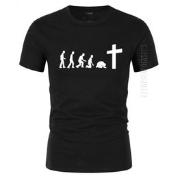 God is liefde Jezus team Evolutie echte mannen 100% katoenen t-shirt christelijk religieuze geloof o hals t-shirt 210706