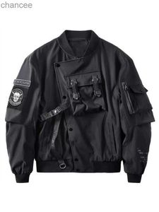 God of Death Bomber Jacket Chest Pocket Techwear Men Punk Hip Hop Tactical Streetwear Black Varsity Jackets Oversized MA1 Coats HKD230815