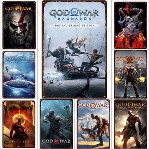 God of War Ragnarok geïnspireerde metalen schilderijplaten klassieke game videinorm posters pub bar bord metalen wanddecor tin plaques 20x30cm woo