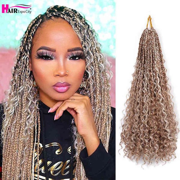 Goddess Box Trenzas Crochet Cabello Trenza falsa River Loc Bohomian Prelooped Extensiones africanas rizadas sintéticas Expo City 220610