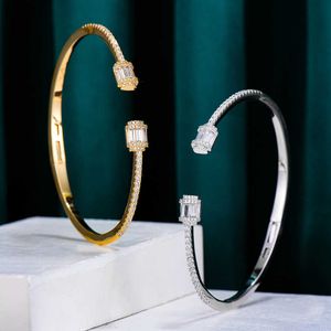 Godki 2021 Bracelet de manchette empilable de luxe pour femmes Bague de mariage Coupe cubique Zircon Cristal CZ Dubai Bracelet Bijoux de fête Q0720
