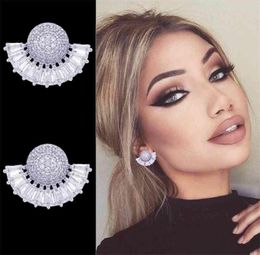 GODKI 21mm mode à la mode moitié de rond cubique zircone mariage fiançailles habiller boucle d'oreille bijoux pour les femmes 2106247966404