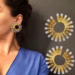 Godki grote vuurwerk oorknopjes vrouwen bruiloft cz brincos boucle d'oreille 2021 bohemia sieraden