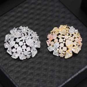 Godki glanzende ronde vorm broches voor vrouwen grote bloem broche pin vintage mode-sieraden winter accessoires fabrieksprijs