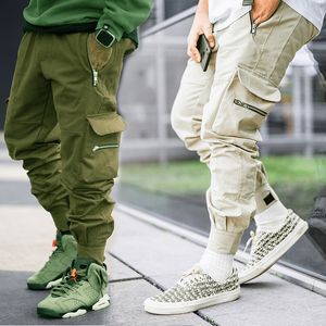 Godlikeu Mens Fashion Trend Hip Hop Multi-Pocket Zipper Design High Street Outdoor Casual Cargo Pants