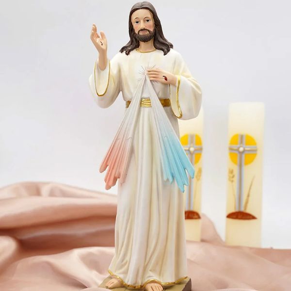 Dieux miséricorde statue catholique Figurine Famille prière Ornements Jésus-Christ Décoration de la maison Résine Artisanat 240508