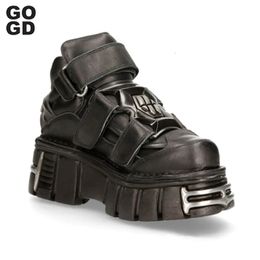 GOGD 871 MODE -MERK Damesplatform Ankle Boots Dark Punk Style High Heel Metal Decoration Design Y2K Gothic Shoes Ins 231219