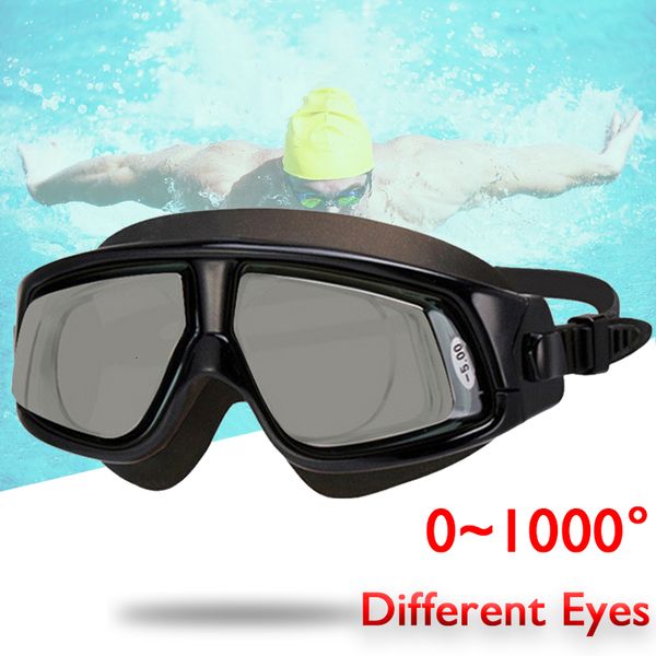 lunettes 1 5 à 10 0 myopie lunettes de natation silicone grand cadre anti-buée lunettes de natation personnalisé degré différent pour les yeux gauche droite 230801
