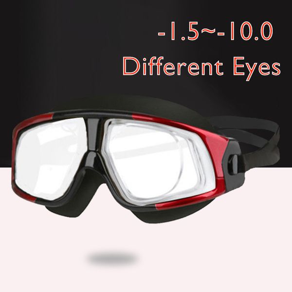 lunettes 1.5 à 10.0 myopie lunettes de natation silicone grand cadre anti-buée lunettes de natation personnalisé différent gauche droite yeux degré 230607