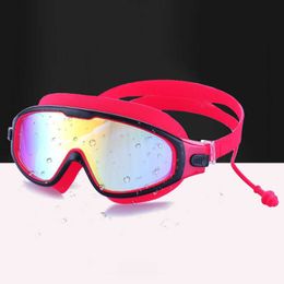 goggles Lunettes de natation adultes réglables lunettes de plongée Anti-buée Protection UV Sile lunettes de natation à grande monture avec bouchons d'oreilles L221028