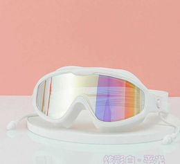 Bril Volwassene en kind groot frame anti-condens HD platte lichtgevende galvanische zwembril outdoor uitrusting P230601
