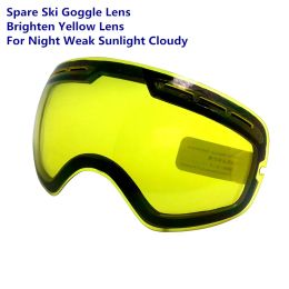 Gafas Marca Benice Gafas de esquí Lentes de brillo nocturno Luz débil Clima nublado Lentes de repuesto amarillas brillantes Lentes de snowboard nocturno