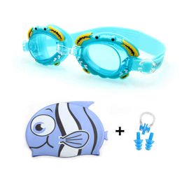 Gafas para niños y niñas Gafas de silicona Dolphin Fish Cap Ear Plug Nariz Set Buceo Impermeable Piscina para niños Gafas P230601 bueno