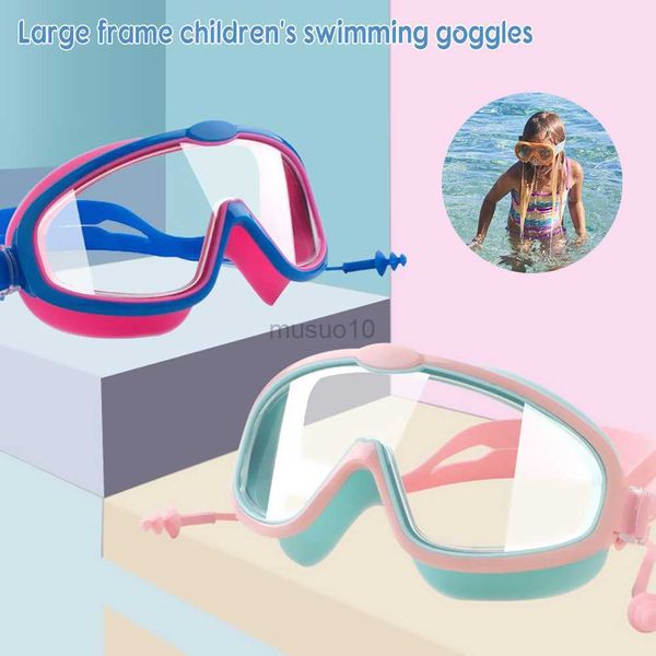 Lunettes de natation grand cadre pour enfants avec bouchons d'oreilles lunettes de natation à sangle ajustée pour la plongée en piscine HKD230725