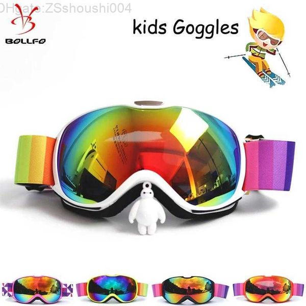 YWQB Lunettes de Ski pour Enfants Antibuée Double Couche Grandes Lunettes de Ski sphériques Enfants Snowboard Hiver Sports de Plein air Lunettes pour l'âge 414 YWQB