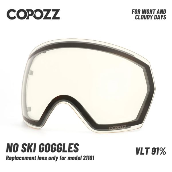 Goggles Copozz Reemplazo de gafas de esquí lente para el modelo 21101 antifog UV400 Gases esféricas de esquí lentes de gafas de nieve lentes (solo lente)