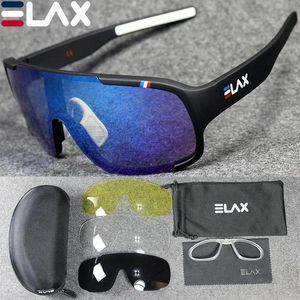 Lunettes Elax Fashion lunettes de cyclisme 4 lentilles ensemble entièrement enduit lunettes de sport de plein air lunettes contre le vent et le sable lunettes