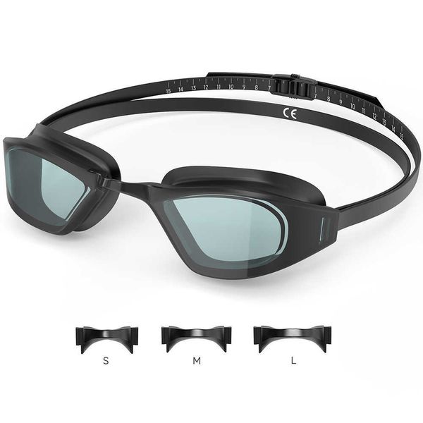 Lunettes Findway Adulte Hommes Femmes Lunettes de natation Protection UV Plaquette nasale en silicone souple Remplaçable Anti-buée Lunettes de natation étanches P230408