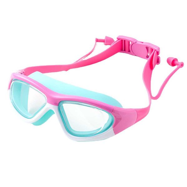 Lunettes HD Enfants Lunettes De Natation Enfants Lunettes De Plongée Avec Bouchons D'oreilles Anti-Brouillard UV Silicone Lentille Claire Lunettes Imperméables Pour Garçon Fille P230408