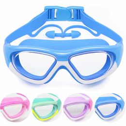 brilkinderen zwemmen een bril Kinderen 3-14 jaar brede visie Anti-Fog Anti-UV zwembadglazen met oordoppluggen Outdoor Sport Diving Eyewear P230516