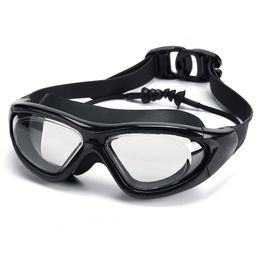 goggles Lunettes de natation à grand cadre avec bouchon d'oreille HD lunettes transparentes Anti-buée Silicone étanche hommes femmes lunettes de natation adulte 230215