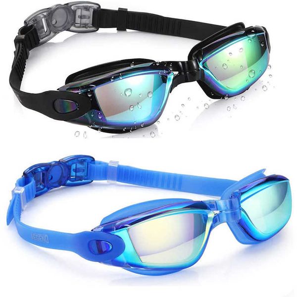 Gafas de natación para adultos multicolores, antiniebla, UV, impermeables, para piscina, para hombres, mujeres, niños, gafas de buceo L221028