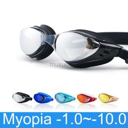 Goggles Bijziendheid Zwembril Recept -1.0~-10 Waterdicht Volwassenen Kinderen Anti Fog Zwembril Sile Dioptrie Duikbril HKD230725