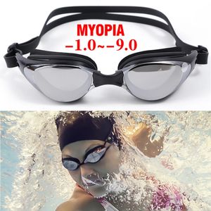 lunettes myopie lunettes de natation 1.0 9.0 Anti-buée lunettes imperméables élégant placage lunettes de bain unisexe 231212