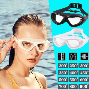 goggles Myopie lunettes de natation bouchon d'oreille -2.0 à -9.0 Prescription lunettes de piscine Anti-buée hommes femmes optique étanche lunettes de natation 230215