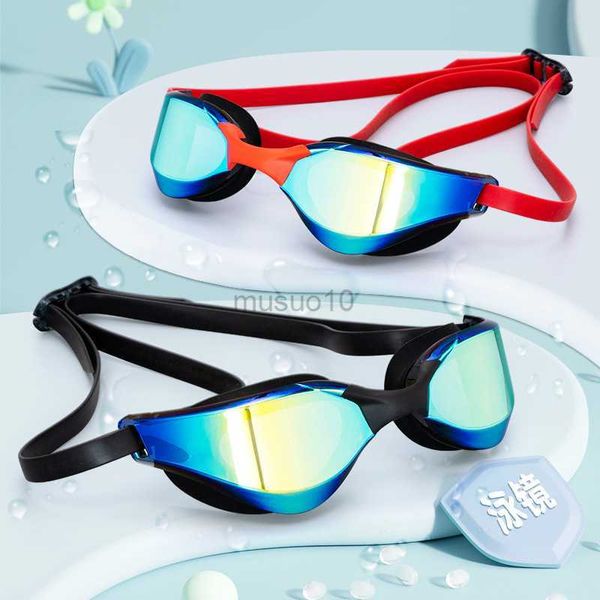 Gafas de natación profesionales para adultos Gafas impermeables a prueba de niebla Gafas de carreras Hombres Mujeres Cool Silver Plated Swimming Equip Wholesale HKD230725
