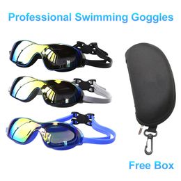 goggles Lunettes de natation professionnelles Anti-buée galvanoplastie grand cadre HD lunettes de plongée pour hommes femmes plongée Sports nautiques 230215