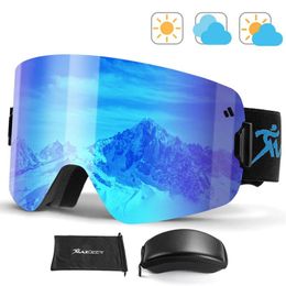 Goggles Lunettes de Ski hommes aimant ensemble Double couches lentille antibuée UV400 Protection OTG lunettes de neige femmes lunettes de Ski lunettes de Snowboard